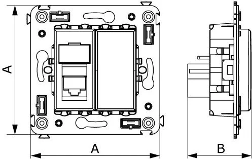 Компьютерная розетка RJ-45 в стену, кат.5e одинарная, "Avanti", "Черный квадрат" DKC — фото 6