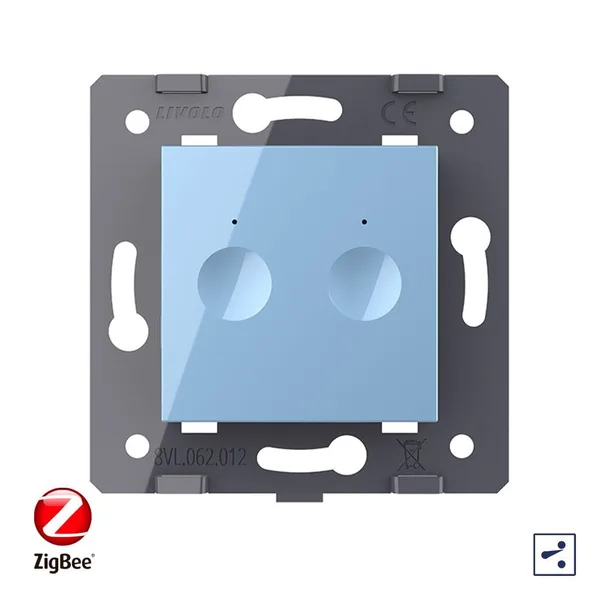 Двухклавишный проходной сенсорный выключатель ZigBee Module, цвет синий (механизм) Livolo — фото 2