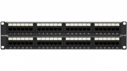 Патч-панель 19",2U,CAT5E, 48 портов RJ45, неэкранированная DKC