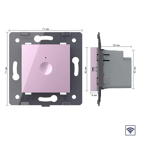 Одноклавишный сенсорный выключатель Module с радиоупр., цвет розовый (механизм) Livolo — фото 5