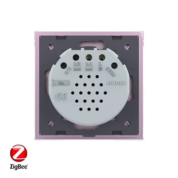 Сенсорный выключатель ZigBee (Wi-Fi) 1 клавиша 1 пост Розовый Livolo — фото 4