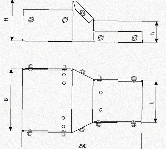 Лоток переходной замковый ЛПЗ 400х60-100х100 УХЛ1 горячее цинкование, S1,5 Курганский ЗЭМИ — фото 3