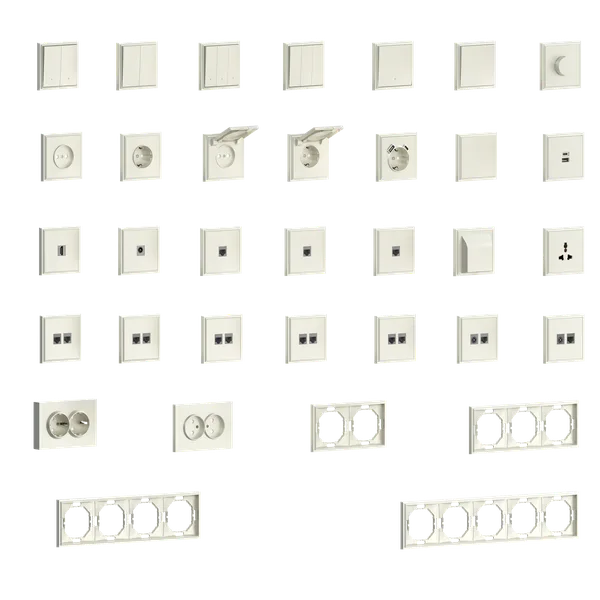 Donel S08 слоновая кость накладка для розетки Schuko с зарядным устройством USB A+C, со шторками 16A 250 В~,серия DB — фото 2