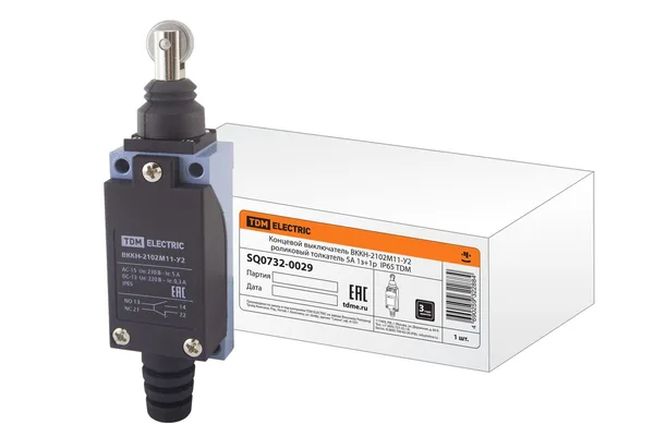 Концевой выключатель ВККН 2102М11 роликовый толкатель 5А 1з+1р IP65 TDM