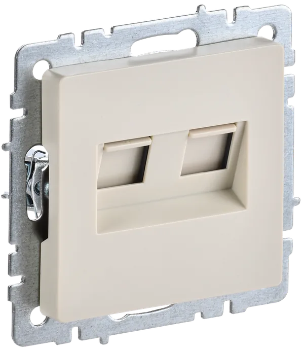 BRITE Розетка компьютерная двойная RJ45 кат.5E РК10-2-БрКр бежевый IEK — фото 2