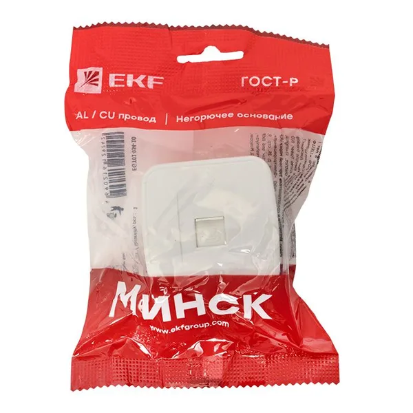 Минск Розетка Phone 1-местная ОП белая Basic EKF — фото 4