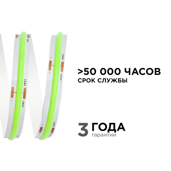 189ОО Общее освещение светодиодной лентой 3м, 24В, 11Вт/м, COB, 352д/м, IP20, зел. Apeyron — фото 5