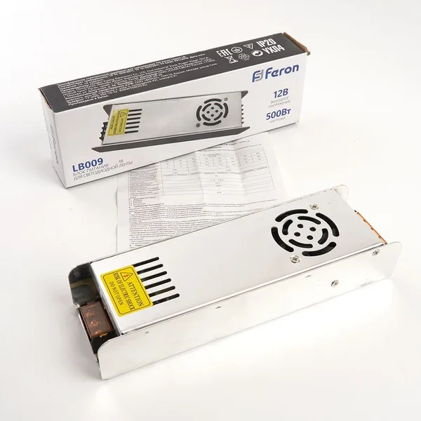 Блок питания для светодиодной ленты 500W 12V (драйвер), LB009 Feron — фото 6