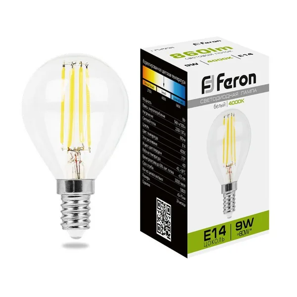 Лампа светодиодная Feron LB-509 Шарик E14 9W 4000K — фото 2