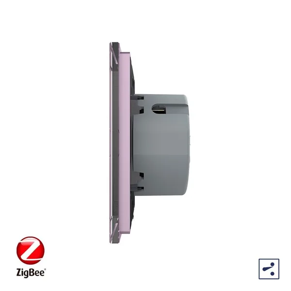 Сенсорный проходной выключатель ZigBee (Wi-Fi) 1 клавиша 1 пост Розовый Livolo — фото 3