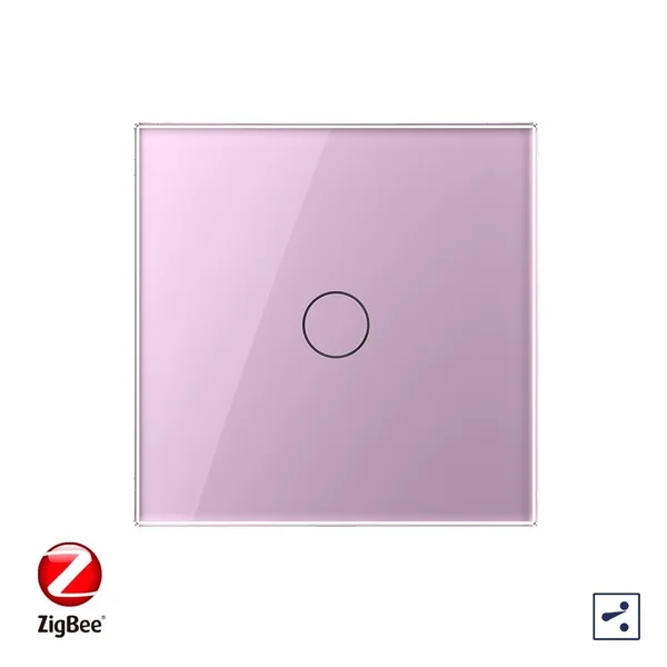 Сенсорный проходной выключатель ZigBee (Wi-Fi) 1 клавиша 1 пост Розовый Livolo — фото 2