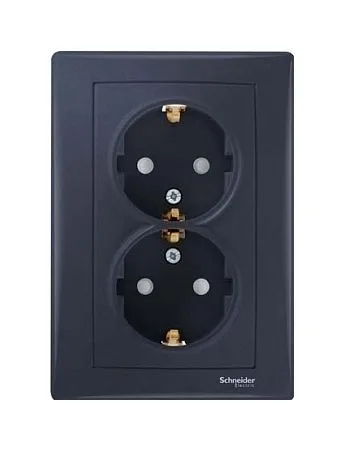 Sedna Розетка СУ 2 мест. с зазем. без шторок в сборе 16А графит IP20 Schneider Electric Systeme Electric (Schneider Electric)