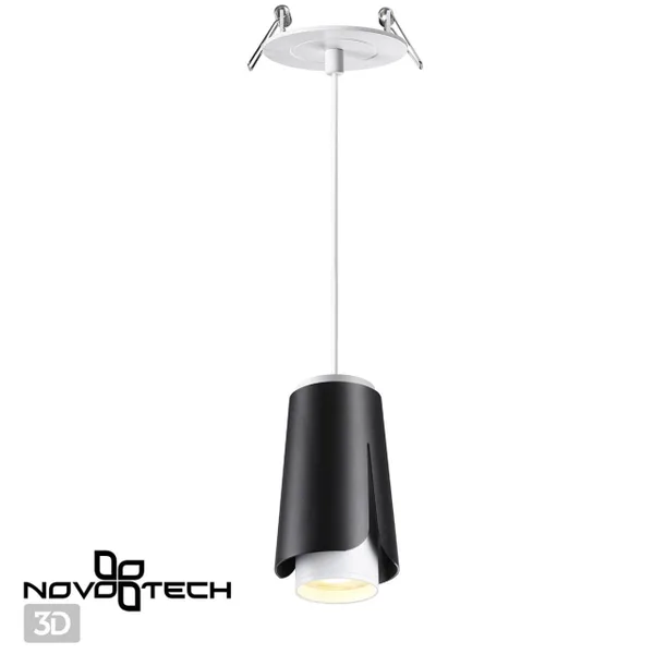Св-к встр.,провод 2м IP20 GU10 9W 220V TULIP черный NOVOTECH — фото 2