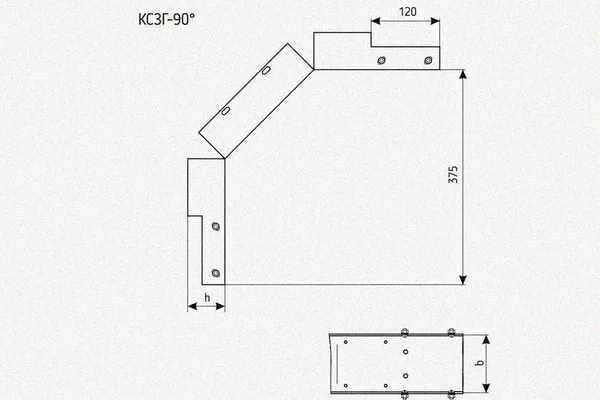 Лоток замковый глухой КСЗГ 150х80-90 УХЛ1 для поворота трассы вниз на 90, оцинкованный лист S1,0 Курганский ЗЭМИ — фото 2