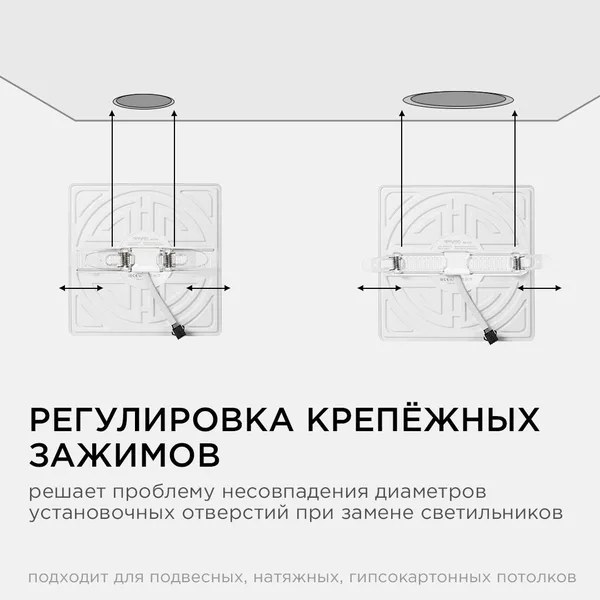 06-130 Панель светодиодная встраиваемая безрамочная FLP, 24Вт (18Вт+6Вт), 230В/50Гц, 2040лм, 6500К, IP20, 170х170х21мм, квадрат, 3 режима свечения, ре APEYRON — фото 8