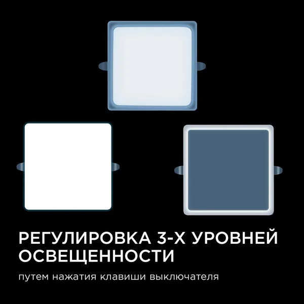 06-130 Панель светодиодная встраиваемая безрамочная FLP, 24Вт (18Вт+6Вт), 230В/50Гц, 2040лм, 6500К, IP20, 170х170х21мм, квадрат, 3 режима свечения, ре APEYRON — фото 4