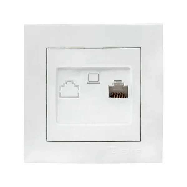 Валенсия Розетка компьютерная RJ-45 1-местная белая EKF — фото 2