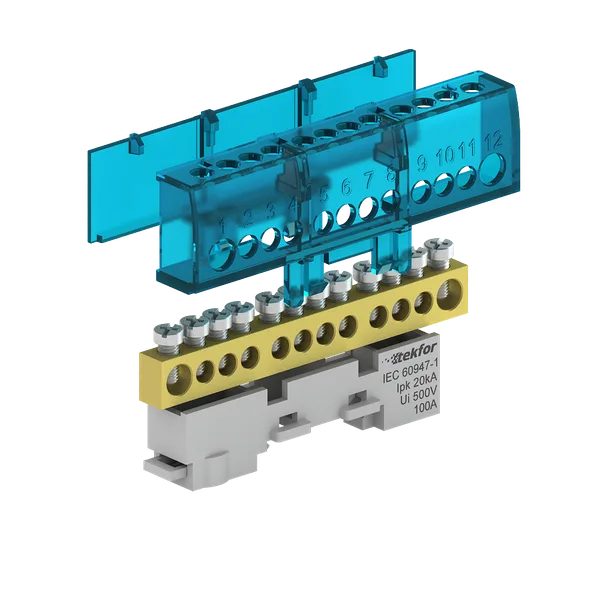 Шина нулевая изолированная KSN-6-8x12-08 BLUE Tekfor