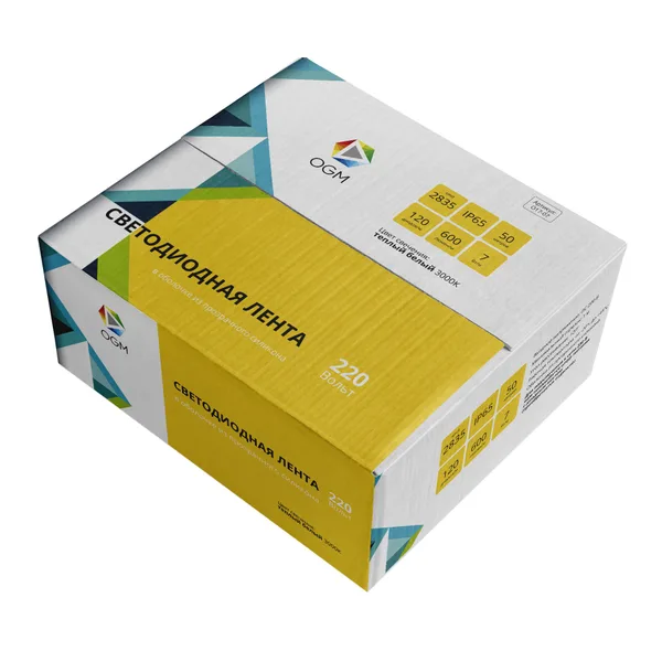 O17-07 Светодиодная лента 220В, 7Вт/м, smd2835, 120д/м, IP65, 600лм/м, размер 13х7мм, 50м, т/б, 3000К OGM APEYRON — фото 8