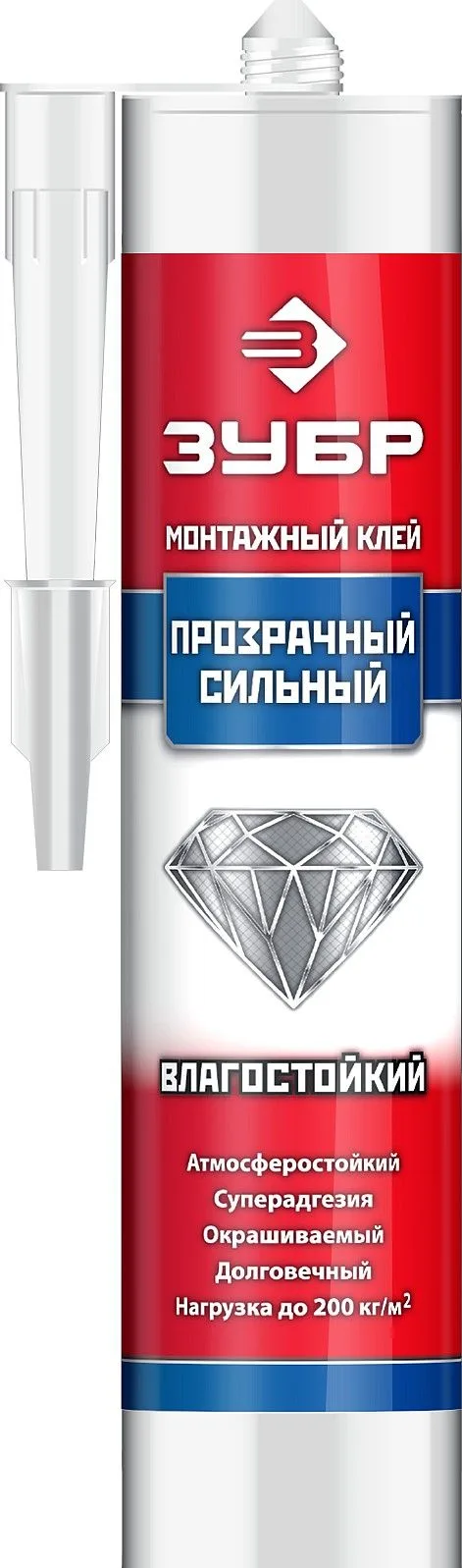 Клей монтажный, суперсильный, прозрачный, 300мл ЗУБР
