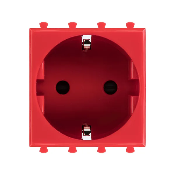 Розетка модульная, 2P+E, с з/ш, "Avanti", "Красный квадрат", 2 модуля DKC