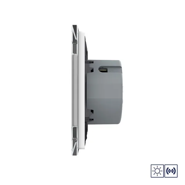 Сенсорный импульсный выключатель Quadro сухой контакт 2 клавиши 1 модуль Белый Livolo — фото 3