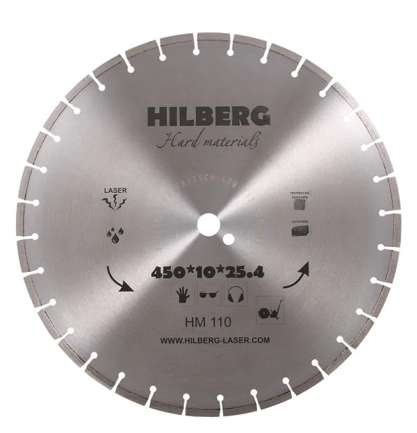 Диск алмазный отрезной 450*25,4*12 Hard Materials Лазер HM110 Hilberg