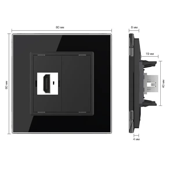 Розетка HDMI Черная Livolo — фото 5