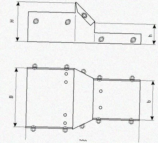 Лоток переходной замковый ЛПЗ 400х65-200х65 УХЛ1 оцинкованный лист, S1,0 Курганский ЗЭМИ — фото 3