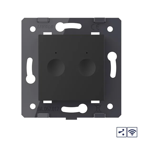 Двухклавишный проходной сенсорный выключатель Module с радиоупр., цвет черный (механизм) Livolo — фото 2