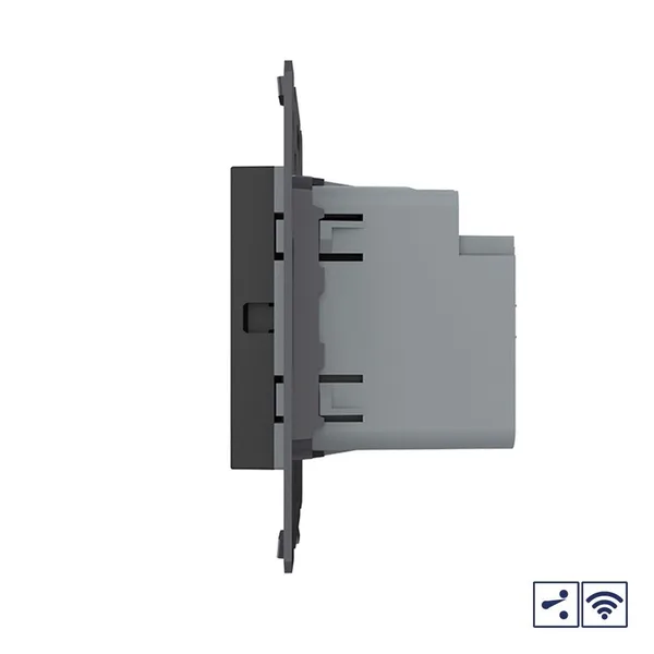 Двухклавишный проходной сенсорный выключатель Module с радиоупр., цвет черный (механизм) Livolo — фото 3