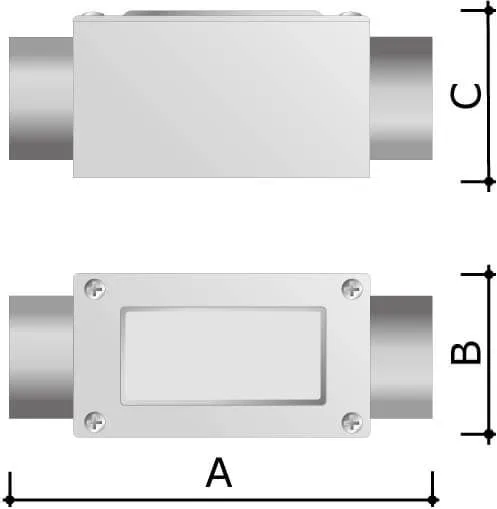 Коробка протяжная алюминиевая, 2 ввода 180°, М40х1,5 ,IP55, 171х62х71мм DKC — фото 2