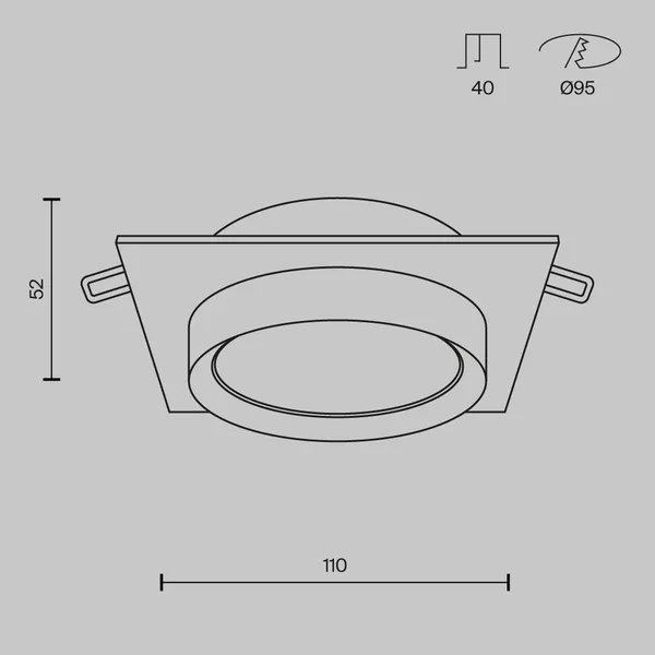Встраиваемый светильник 1*GX53 15Вт Черно-белый IP20 Downlight DL086-GX53-SQ-BW Technical Maytoni — фото 3