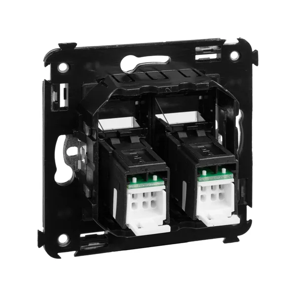 Компьютерная розетка RJ-45 в стену, кат.6 двойная,"Avanti", "Черный квадрат" DKC — фото 4