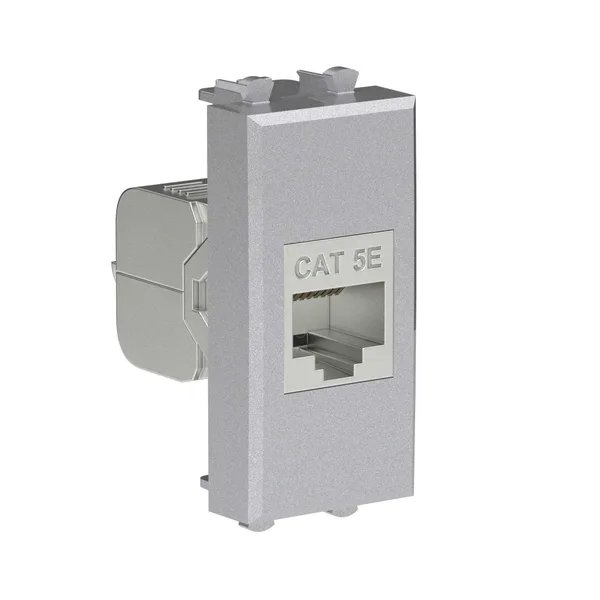 Компьютерная розетка RJ-45 без шторки модульная, кат.5е экранированная, "Avanti", "Закаленная сталь", 1 модуль DKC — фото 2
