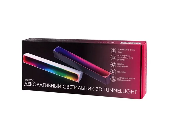 Декоративный светильник 3D Tunnel Light с пультом ДУ RocketSocket, 5.0Вт, RGBIC цвета, 15 режимов + музыкальный, регулировка яркости, таймер, черный — фото 3