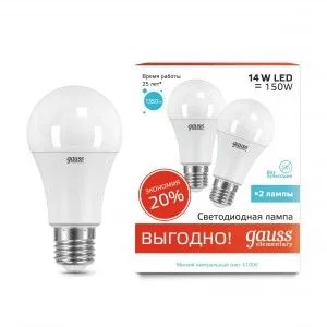 Лампа св/д Elementary A60 14W Е27 4100К Матовый GAUSS