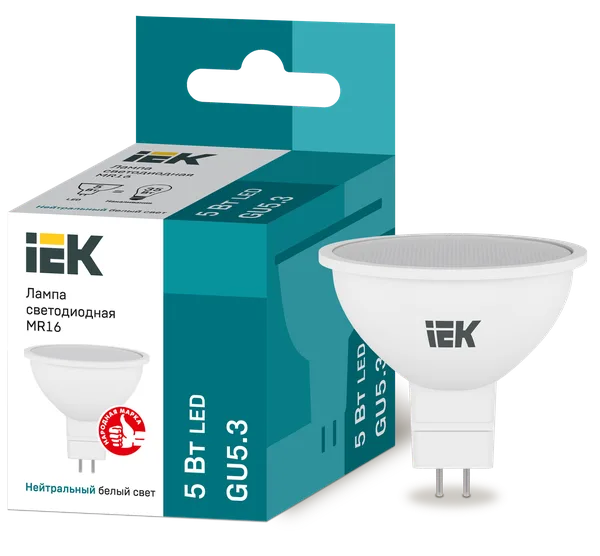 Лампа светодиодная MR16 софит 5Вт 230В 4000К GU5.3 IEK