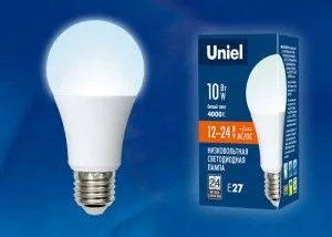 Лампа св/д низковольтная A60 10Вт Е27 12-24В 4000К Uniel