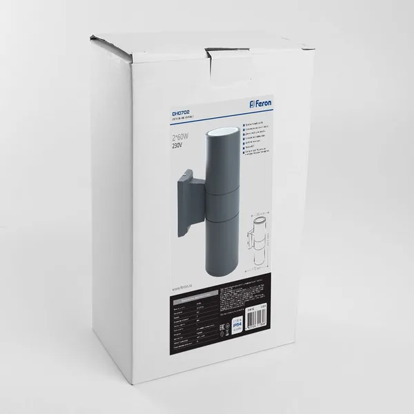 Светильник садово-парковый Feron DH0702, на стену вверх/вниз, 18W 2*E27 230V, серый — фото 2