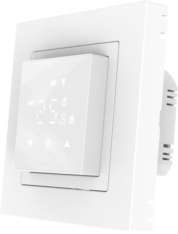 Donel Термостат с датчиком пола, программируемый с Wi-Fi, 16 A, 45*45 мм. белое стекло, серия DTEF — фото 4