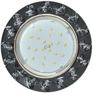 Св-к Стекло GX53 H4 5361 Круг крупные прозр. стразы Елочка Черный/Хром 54x120 Ecola