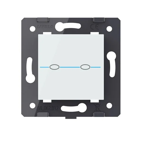 Выключатель Quadro 2 клавиши Белый (механизм) Livolo — фото 2