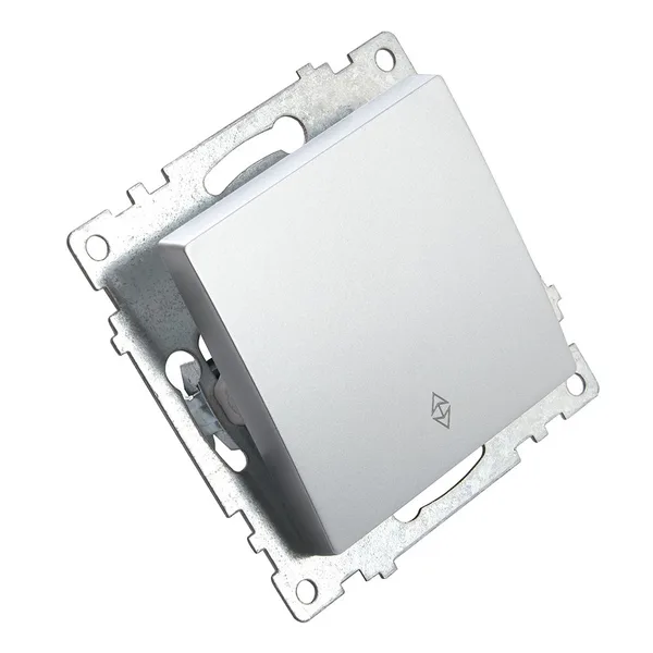 Переключатель 1-клавишный (механизм), STEKKER GLS10-7105-03, 250V, 10А, серия Катрин, серебро — фото 2