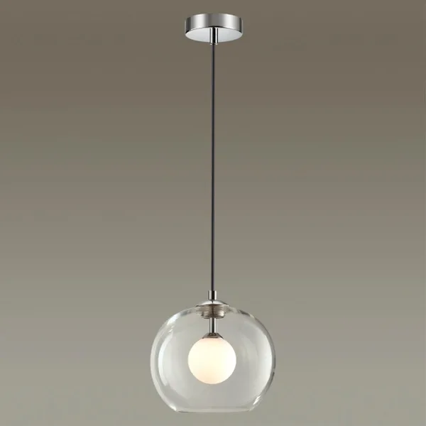 Подвес G9 1*40W LOSTAR хром/белый/прозрачный/стекло D ODEON LIGHT — фото 3