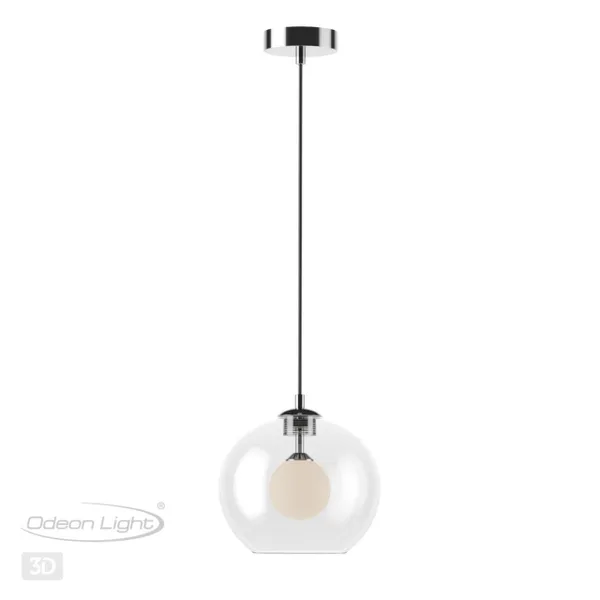 Подвес G9 1*40W LOSTAR хром/белый/прозрачный/стекло D ODEON LIGHT — фото 5