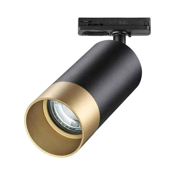 Св-к трековый однофазный двухжильный IP20 GU10 9W 220V SLIM черный/золото NOVOTECH — фото 5