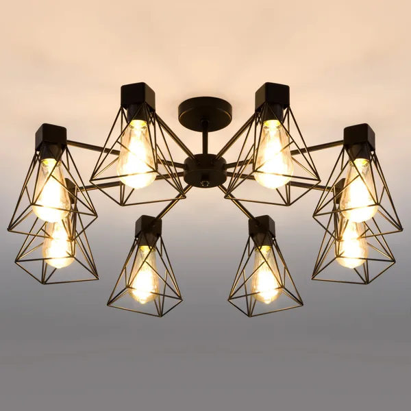 Потолочная люстра в стиле лофт 8*E27 60Вт черный IP20 Trappola (70107/8 черный) Eurosvet — фото 3