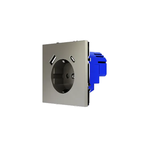 Розетка встраиваемая Voltum S70 с заземлением и защитными шторками, 16А, с USB, A+C, (шелк) — фото 16