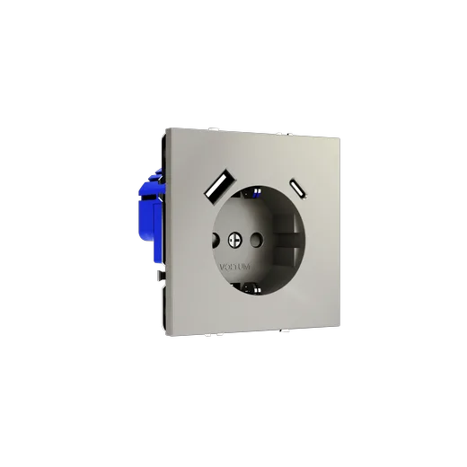 Розетка встраиваемая Voltum S70 с заземлением и защитными шторками, 16А, с USB, A+C, (шелк) — фото 19